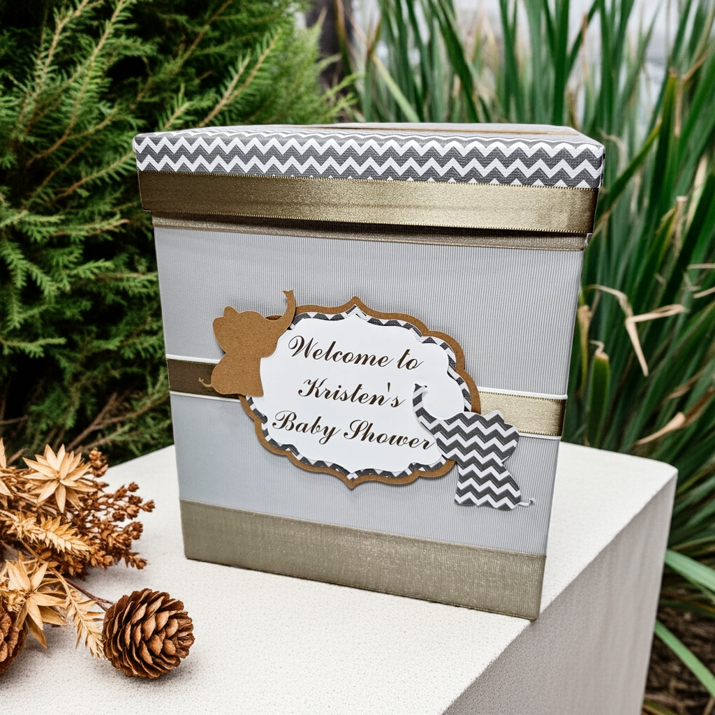 Baby Elephant Baby Shower Card Box