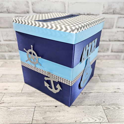 Ahoy, It's A Boy Nautical Baby Shower Card Box