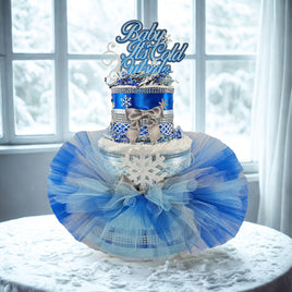 Winter Wonderland Tutu Diaper Cake Centerpiece