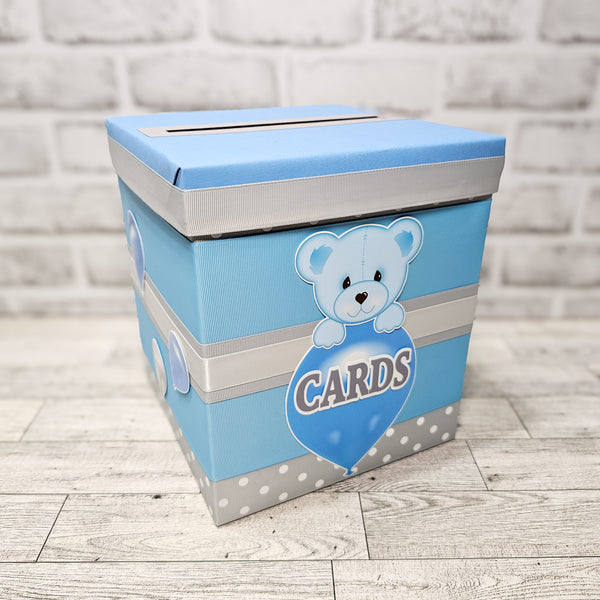 Baby Boy Bear Baby Shower Card Box