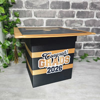 Black and Antique Gold Graduation Card Box - Style 2