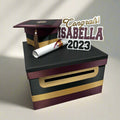 Graduation Card Box - Burgundy, Light Gold 10x10