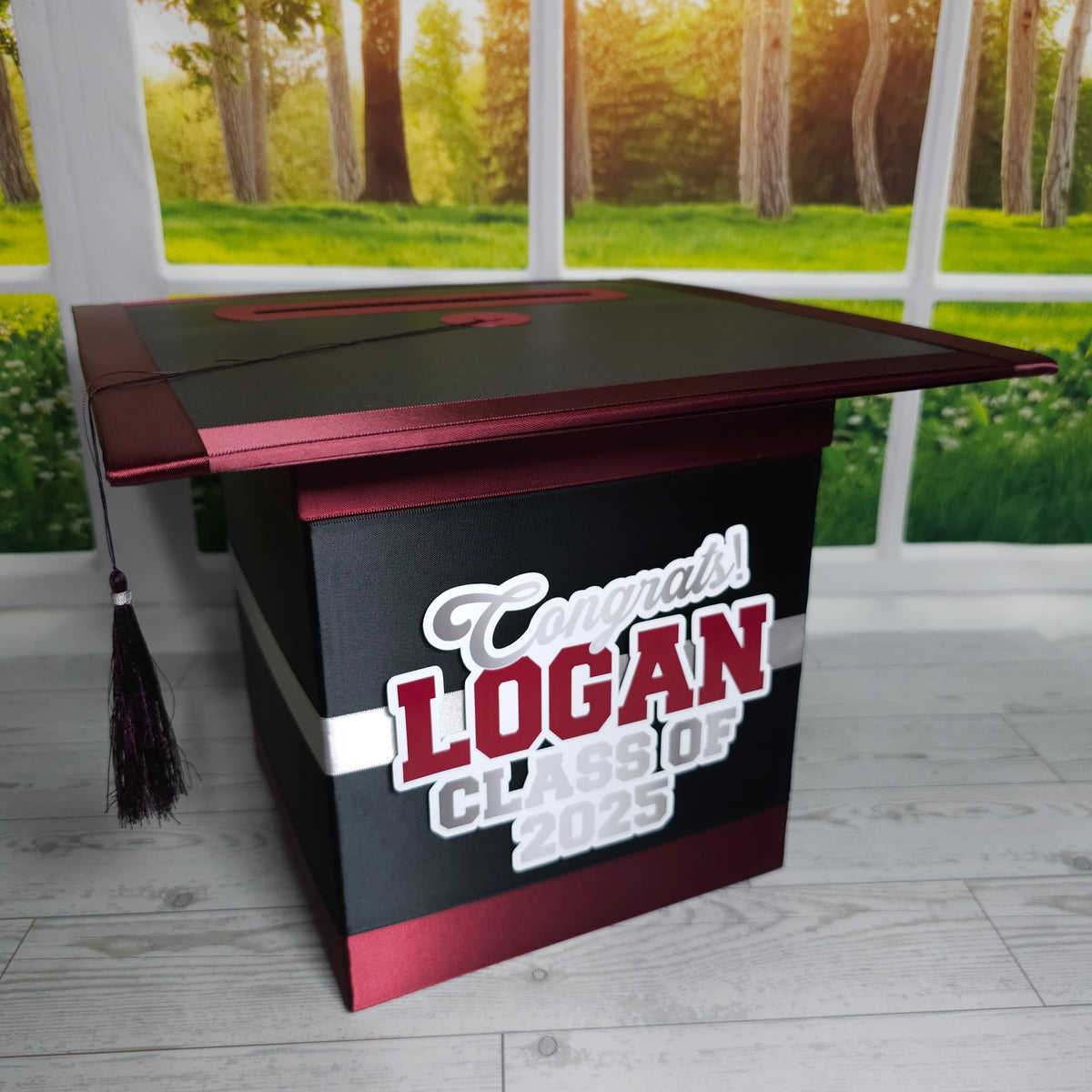 Burgundy Graduation Card Box