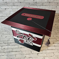 Large Graduation Cap Card Box - Black, Burgundy, White 10x10x10
