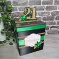 21st Birthday Card Box, Black, Emerald Green, Gold