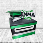 Black, Emerald Green, and White Graduation Card Box