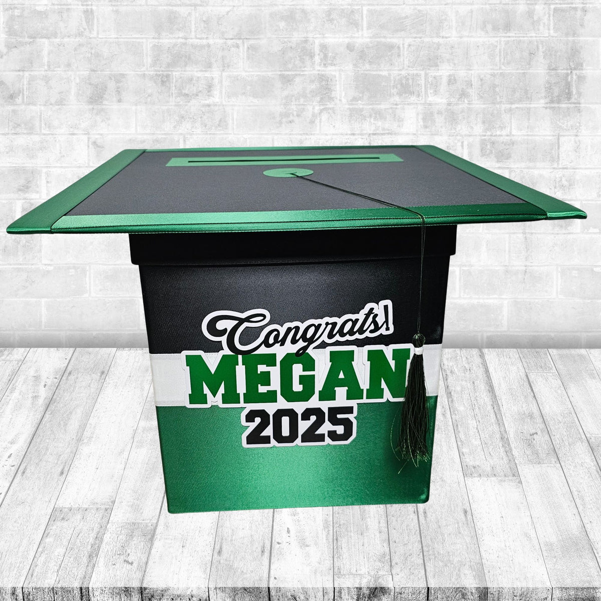 Black, Forest Green and White Graduation Card Box, Style 5