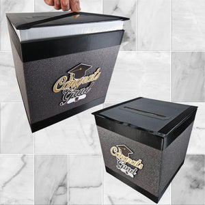 Graduation Card Box - Black, Gold 10x10x10