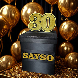 Black and Gold Birthday Party Card Box