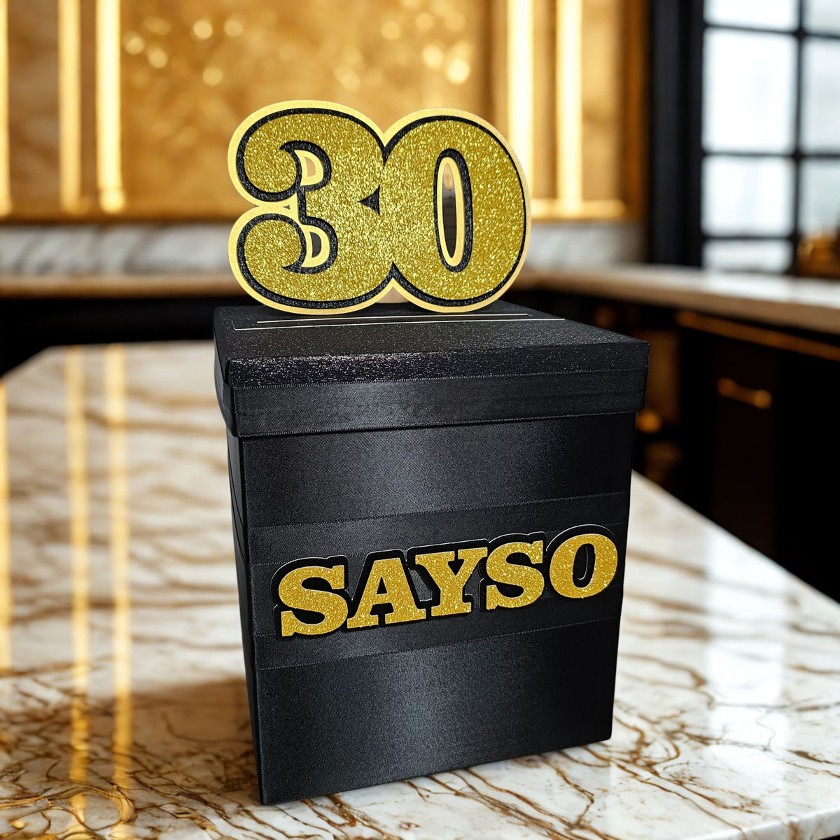 Black and Gold Birthday Party Card Box