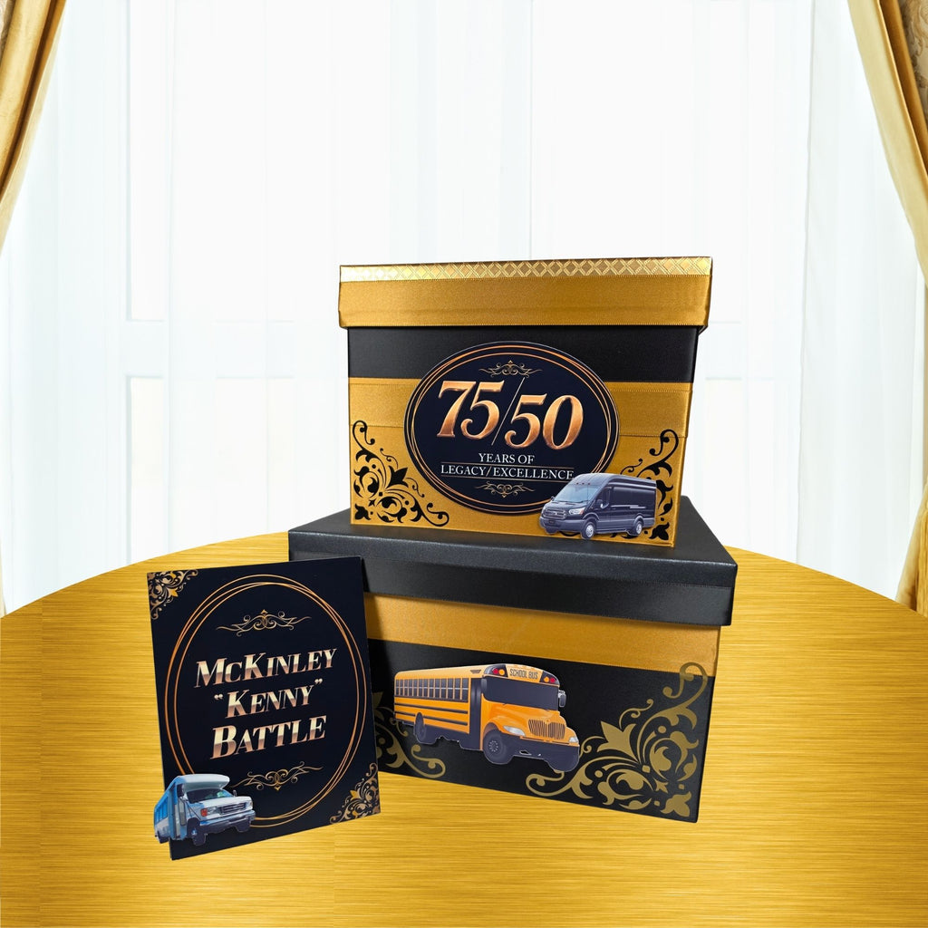 Custom Birthday Card Box, Black and Gold