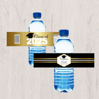 Graduation Water Bottle Labels, Black & Gold
