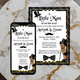 Black and Gold Little Man Invitation