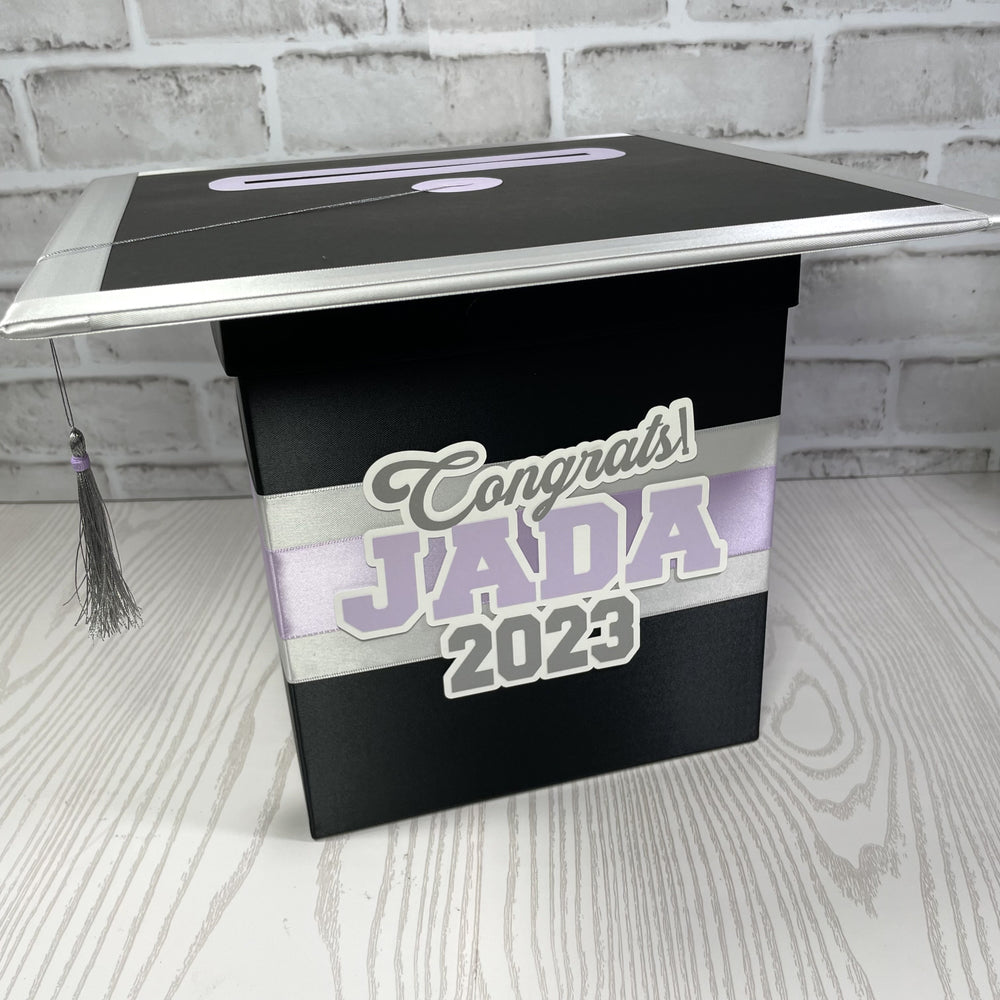 Black, Lilac, & Silver 8x8 Graduation Card Box