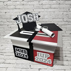 Black and Maroon High School College Grad Card Box