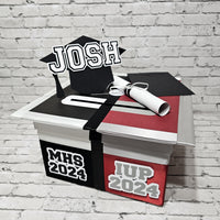 Black and Maroon High School College Grad Card Box
