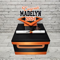 Graduation Card Box - Black, Orange 10x10
