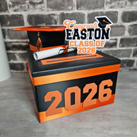 Black, Orange, and White Graduation Card Box, 10x10x6
