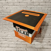 Graduation Cap Card Box - Orange, Black, White 8x8 Style 5
