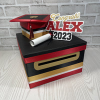 Black, Red, Old Gold, & White 10x10 Graduation Card Box