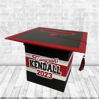 Black, Red, and White 8x8 Graduation Card Box Style 1
