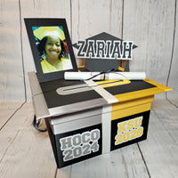 Black, Silver, and Yellow Gold High School College Grad Card Box
