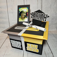 High School to Graduation Card Box, 10x10 - Black, Silver, Yellow Gold
