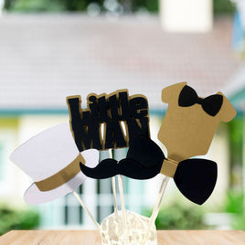 Little Man Centerpiece Sticks - Black, Gold