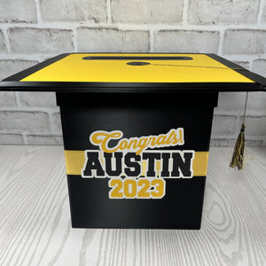 Black & Yellow Gold 8x8 Graduation Money Box