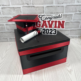 Black & Red 10x10 Graduation Card Box