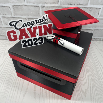 Black & Red 10x10 Graduation Card & Money Box