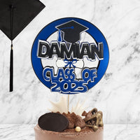 Blue and Black 3D Graduation Circle Cake Topper
