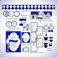 Royal Blue and Silver Little Prince Baby Shower Decorations
