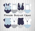 Printable Baby Blue, Navy, & Gray Boy Bodysuit Clipart
