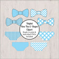 Bow Tie & Diaper Clipart, Light Blue