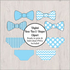 Bow Tie & Diaper Clipart, Light Blue