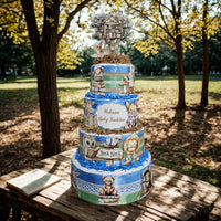 Storybook Diaper Cake Centerpiece, Blue, Sage, Brown
