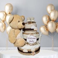 Brown Bear Baby Diaper Cake Gift
