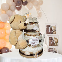 Brown Bear Baby Diaper Cake Gift
