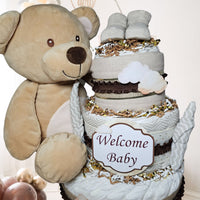 Brown Bear Baby Diaper Cake Gift
