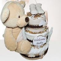 Brown Bear Baby Diaper Cake Gift
