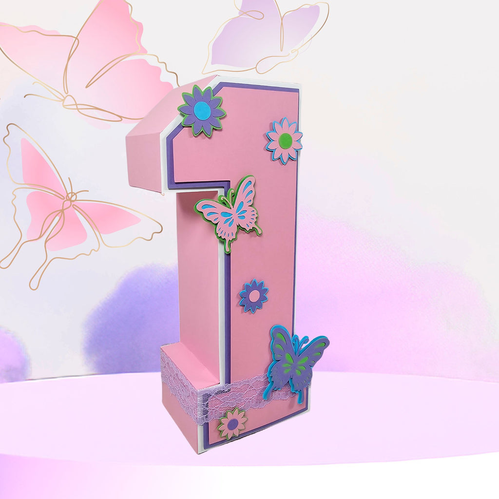 3D Birthday Number Block - Butterfly