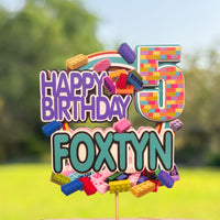 Toy Building Bricks 3D Birthday Cake Topper for Girl