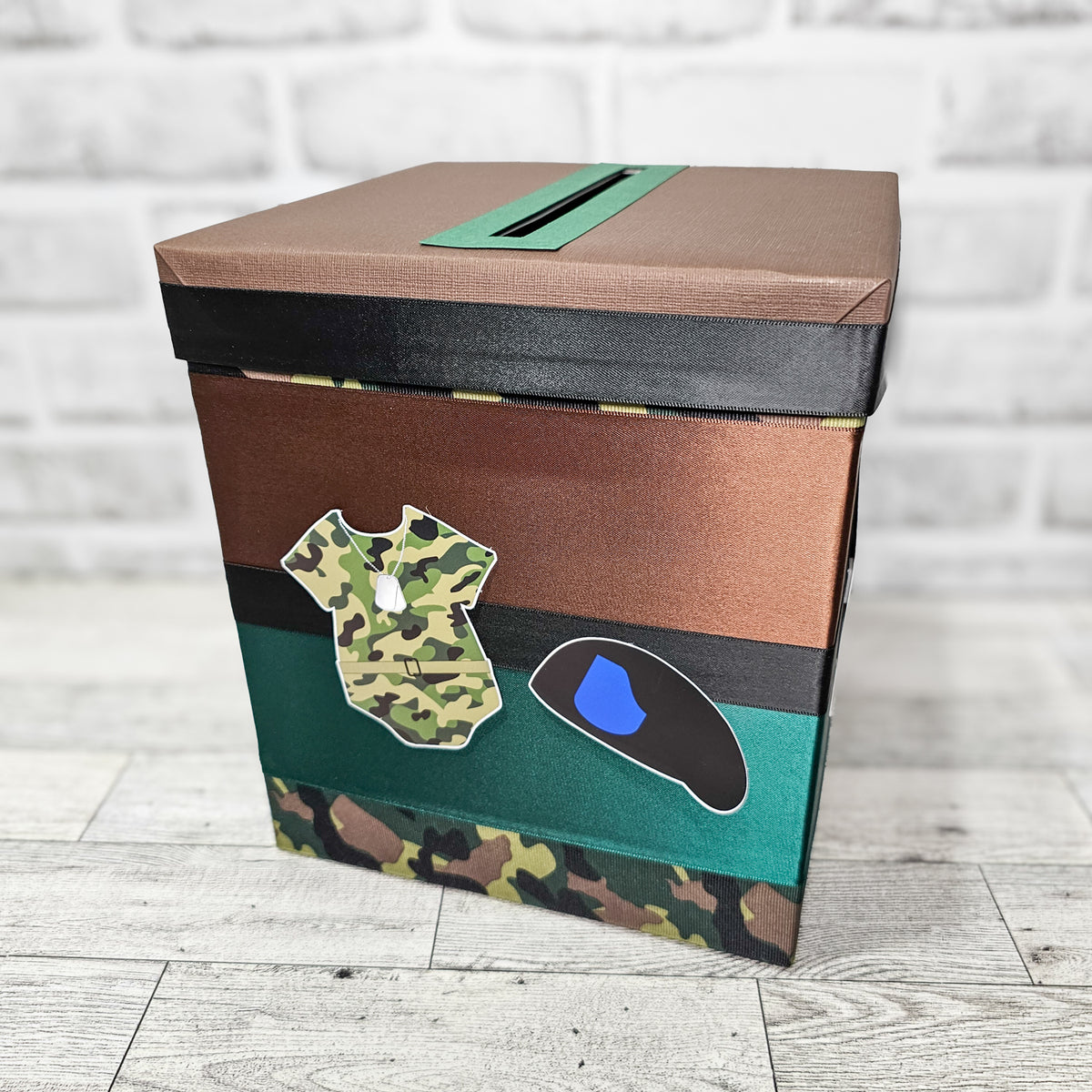 Little Soldier Camouflage Boy Baby Shower Card Box