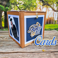 Dark Navy, Antique Gold, and White Large Locking Graduation Card Box