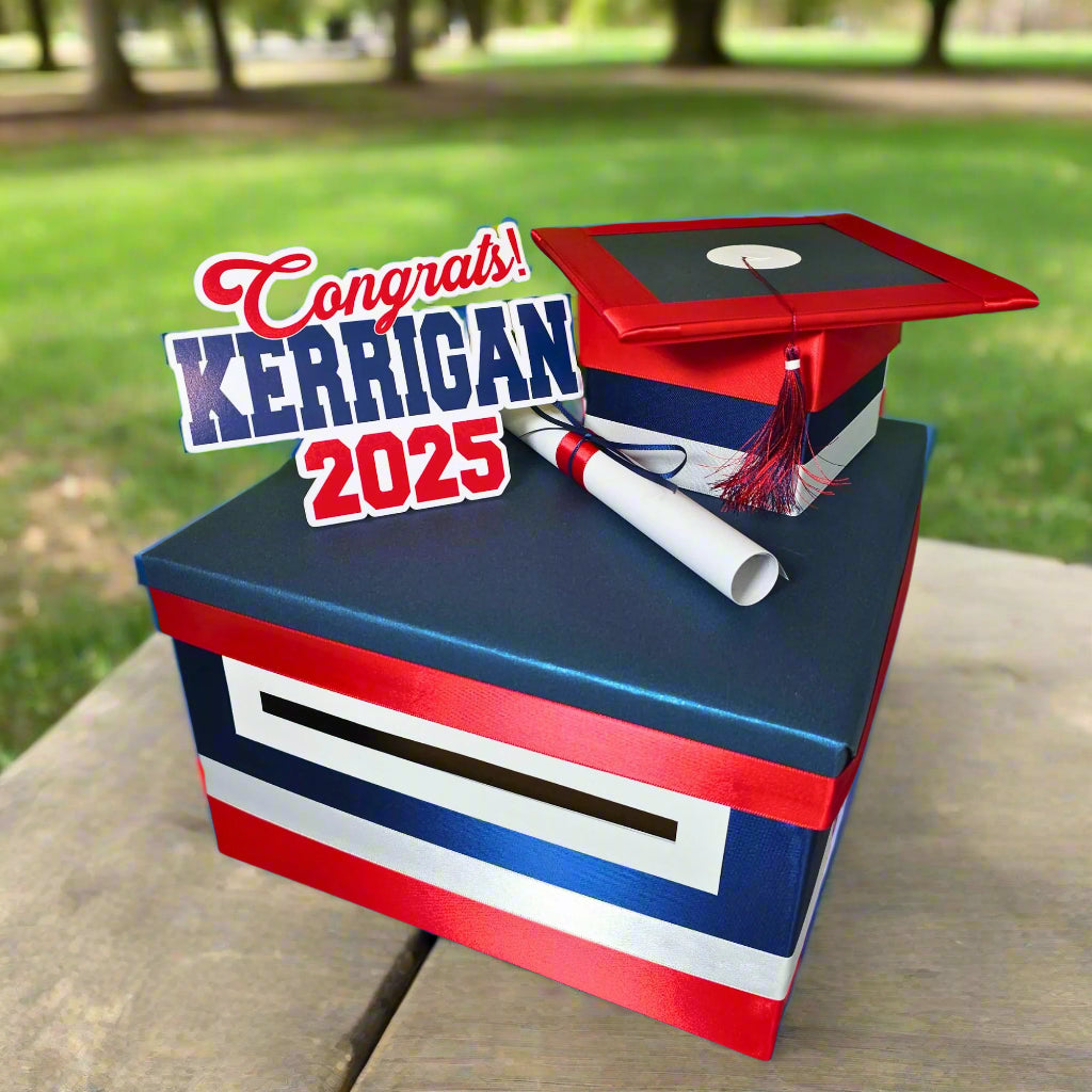 Navy, Red, and White Graduation Card Box