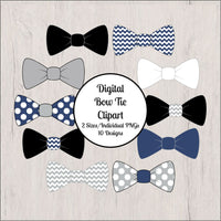 Bow Tie Clipart, Navy, Gray, Black
