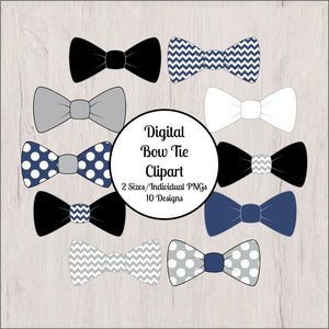 Bow Tie Clipart, Navy, Gray, Black