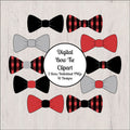 Bow Tie Clipart, Red, Black, Gray, Plaid