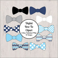 Bow Tie Clipart, Navy, Light Blue, Gray
